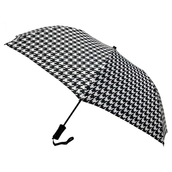 Storm Duds Classic 42 inch Automatic Folding Umbrella With Houndstooth Design