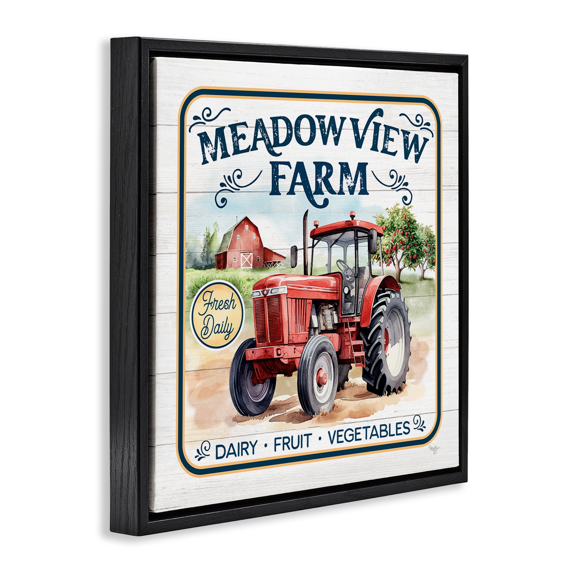 Stupell Industries Meadowview Farm Tractor Transportation Painting Black Floater Framed Canvas Art Print Wall Art, 18 x 18
