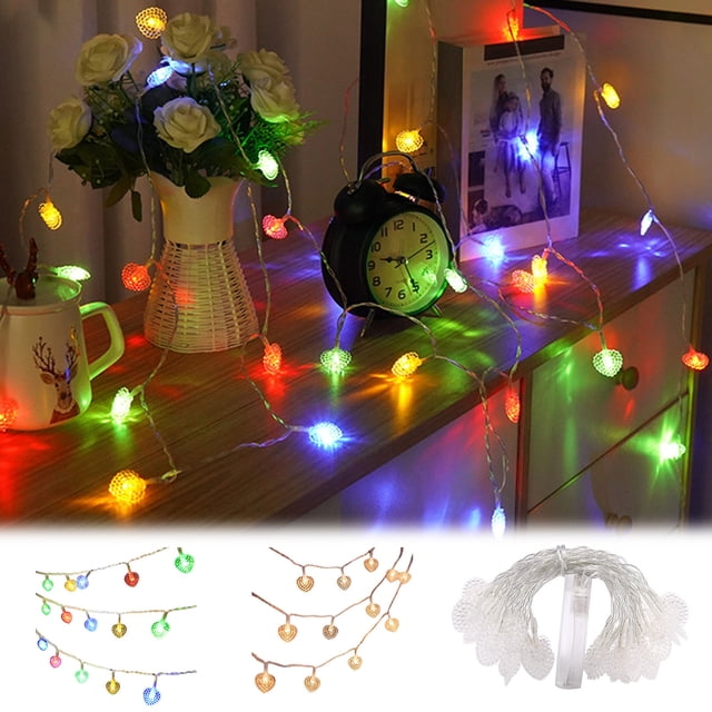 Fiudx Luces Led de Corazón, Cadena a Pilas, Brillo Suave y Cálido, Decoración para Interiores y Exteriores, Ideal para San Valentín, Bodas y Aniversarios, Cadena de 1,5 M con 10 Bombillas.