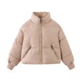 thumbnail image 2 of Becaristey Veste Courte Noire Beige Chaude d'Hiver pour Femmes Occasions Variées khaki S, 2 of 6