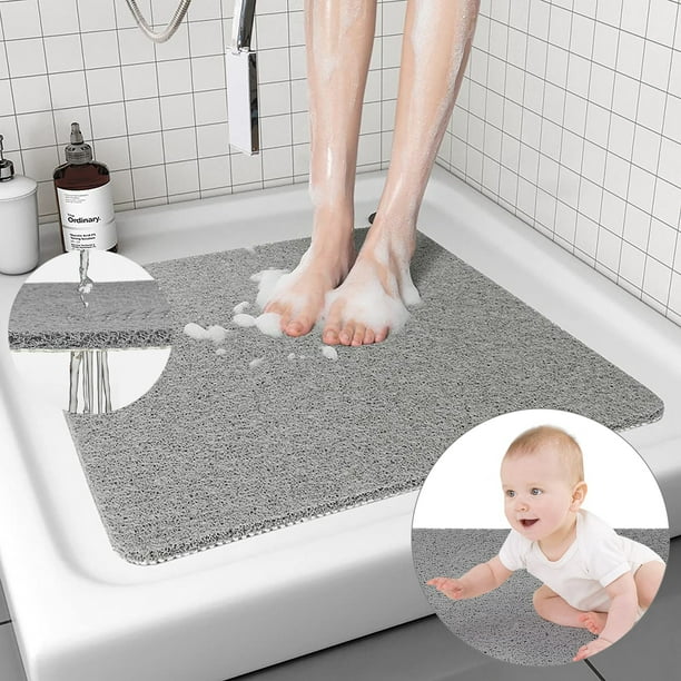 Semfri PVC Loofah Bath Mat Quick Drying Shower Stall Mat Non Slip