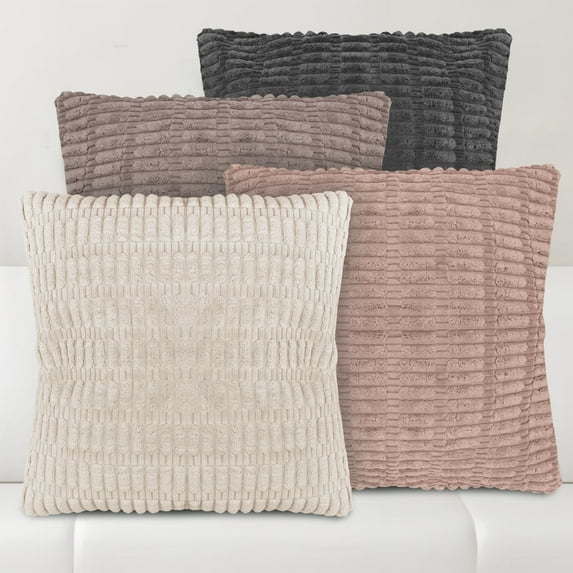 ZYNERY Juego de 4 Fundas de Almohada,Funda de Cojín Decorativas de Pana Suave y Cuadrado 45 x 45 cm,Cómodo y Lavable a Máquina,para Sofá,Cama,Automóvil, Exterior,Decoración de Navidad(Serie beige)