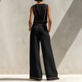 thumbnail image 4 of CIENVNSTG Workout Sets For Women Sleeveless Crop Top Wide Leg Pants 2 Piece Outfit Cruise Travel Beach Vacation Clothes With Pocket L, 4 of 7