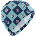 thumbnail image 1 of FYBTO Swimming Cap Patchwork Marine Anchor Wheel Sailboat Unisex Adult FYBTO Polyester, 1 of 4