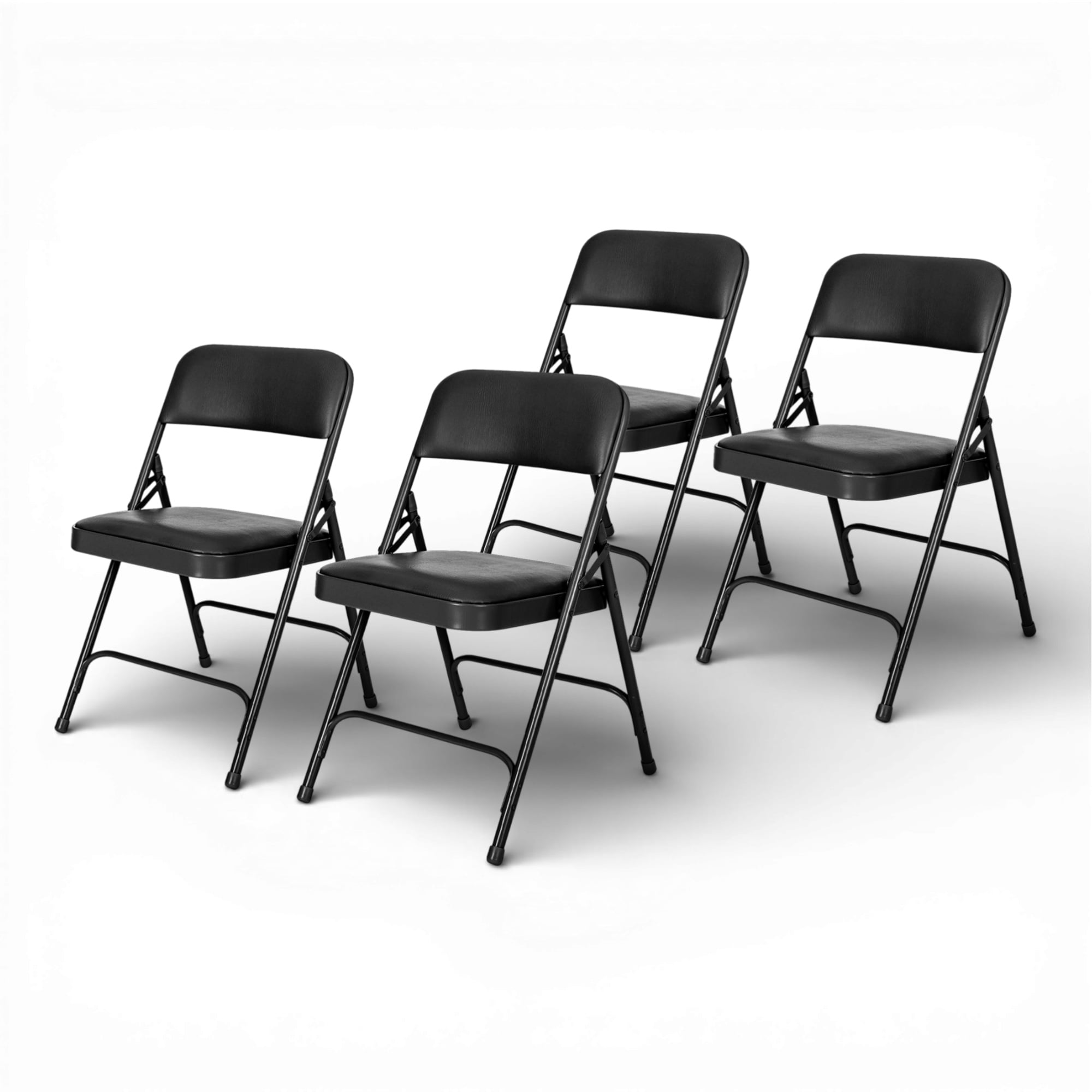 Hampden Furnishings Bernadine Collection Vinyl Folding Chair, Black, Pack of 4