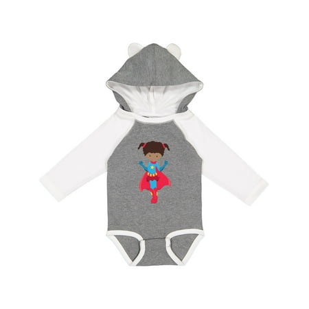 

Inktastic African American Girl Superhero Girl Red Cape Gift Baby Girl Long Sleeve Bodysuit