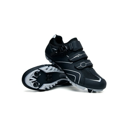

Lacyhop Womens Bike Shoe Mountain Cycling Shoes Compatible Sneakers Sports Comfort Bicycle Sneaker Breathable Road Black Silver Mountain Sole 5.5