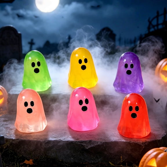Aoznliie Glow in The Dark Halloween Ghost, Mini Resin Figurines for Halloween Decor, Tiny Ornaments for Desk Shelf Party