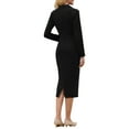 thumbnail image 3 of INSPIRE CHIC Women's Elegant Pencil Dress Lapel V Neck Long Sleeve 2025 Trendy Work Knee Length Dresses S Black, 3 of 5