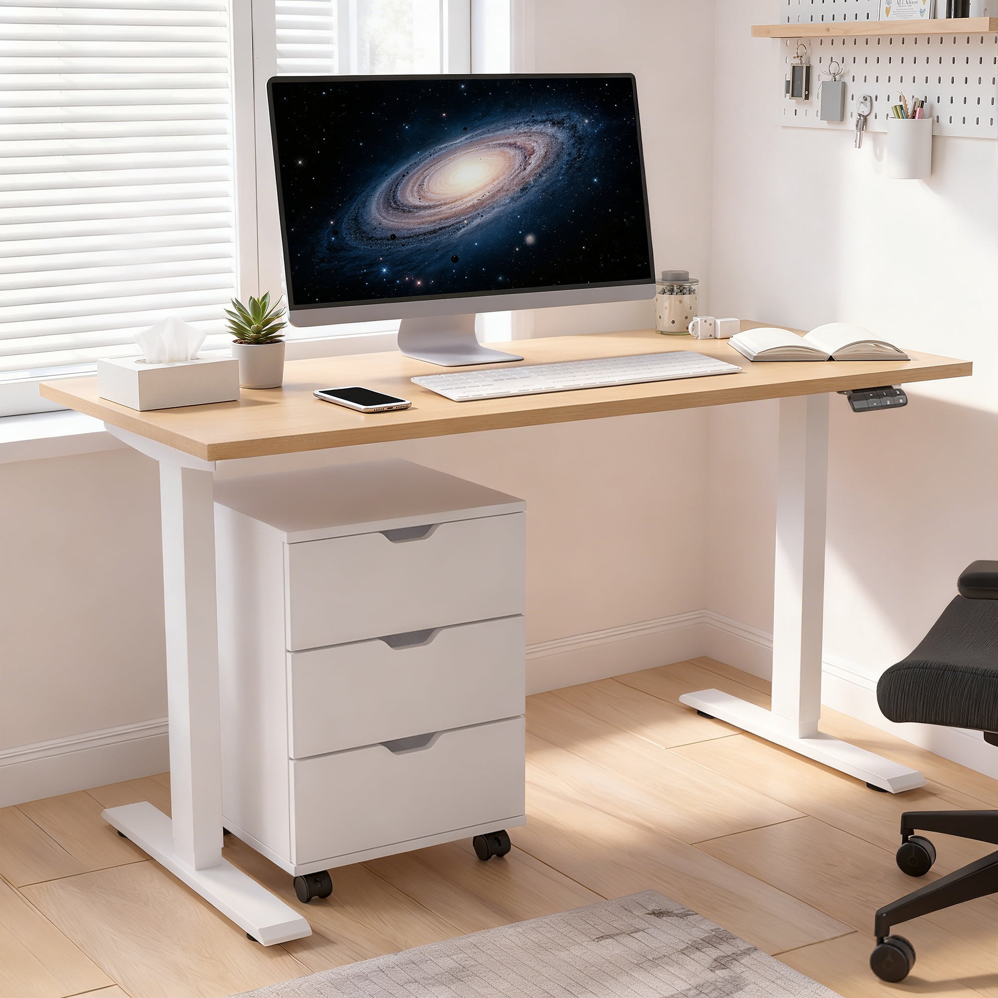 MAYEERTY 16*22"White 3-Drawer Vertical Wood File Cabinet with Casters for Home Office, Fully Assembled