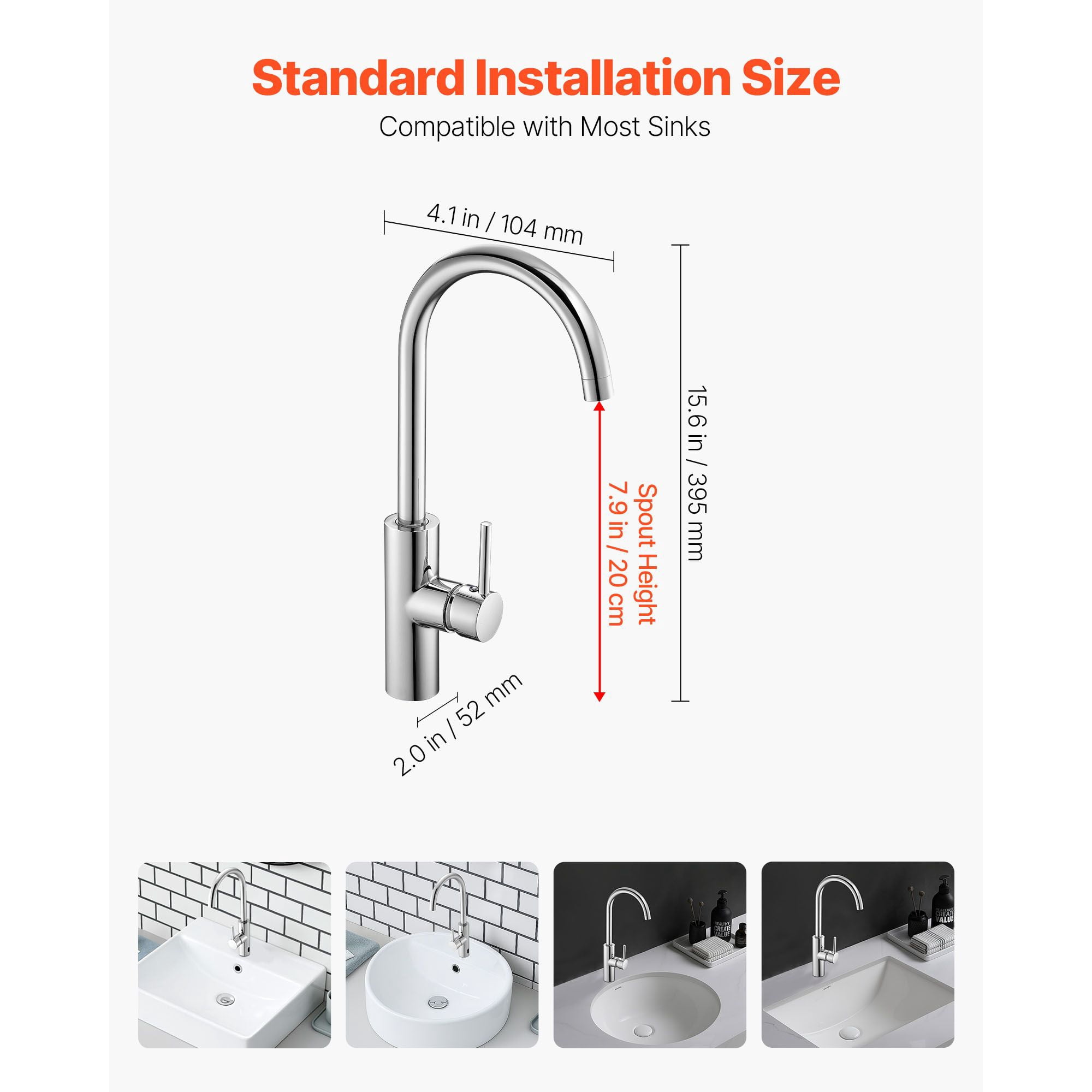 Touchless Bathroom Sink Faucet Infrared Sensor Automatic Hot/Cold Water Stainless Steel for Home Office Hotel