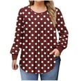 thumbnail image 2 of Women's Plus Size Tops Long Sleeve Tunic Shirts Trendy Flowy Pleated Casual Crewneck Blouses Loose Blouses Sizes 1X-5X, 2 of 6