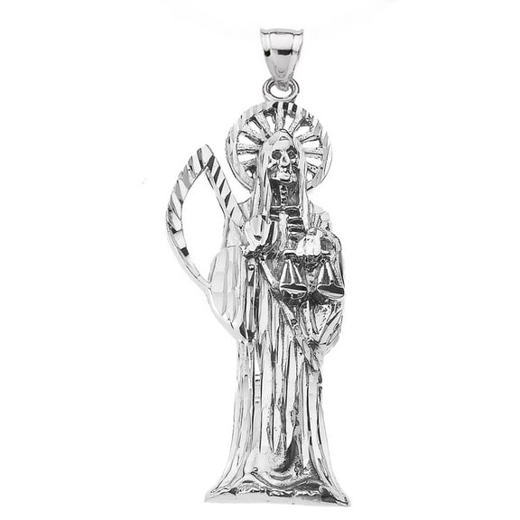 Sterling Silver Santa Muerte Grim Reaper Pendant