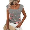 thumbnail image 2 of EINCcm Women's Square Neck Blouse Trendy Short Sleeve 2024 Summer Tunic Tshirts Casual Loose Fit Tops, 2 of 6