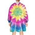 thumbnail image 2 of Colorful Rainbow Tie Dye Spiral Pattern Wearable Oversized Blanket,Wearable Blanket Hoodie for Adults,Cozy Hooded Blankets with Super Pockets,Super Warm Fuzzy Pullover for Women & Men, 2 of 6