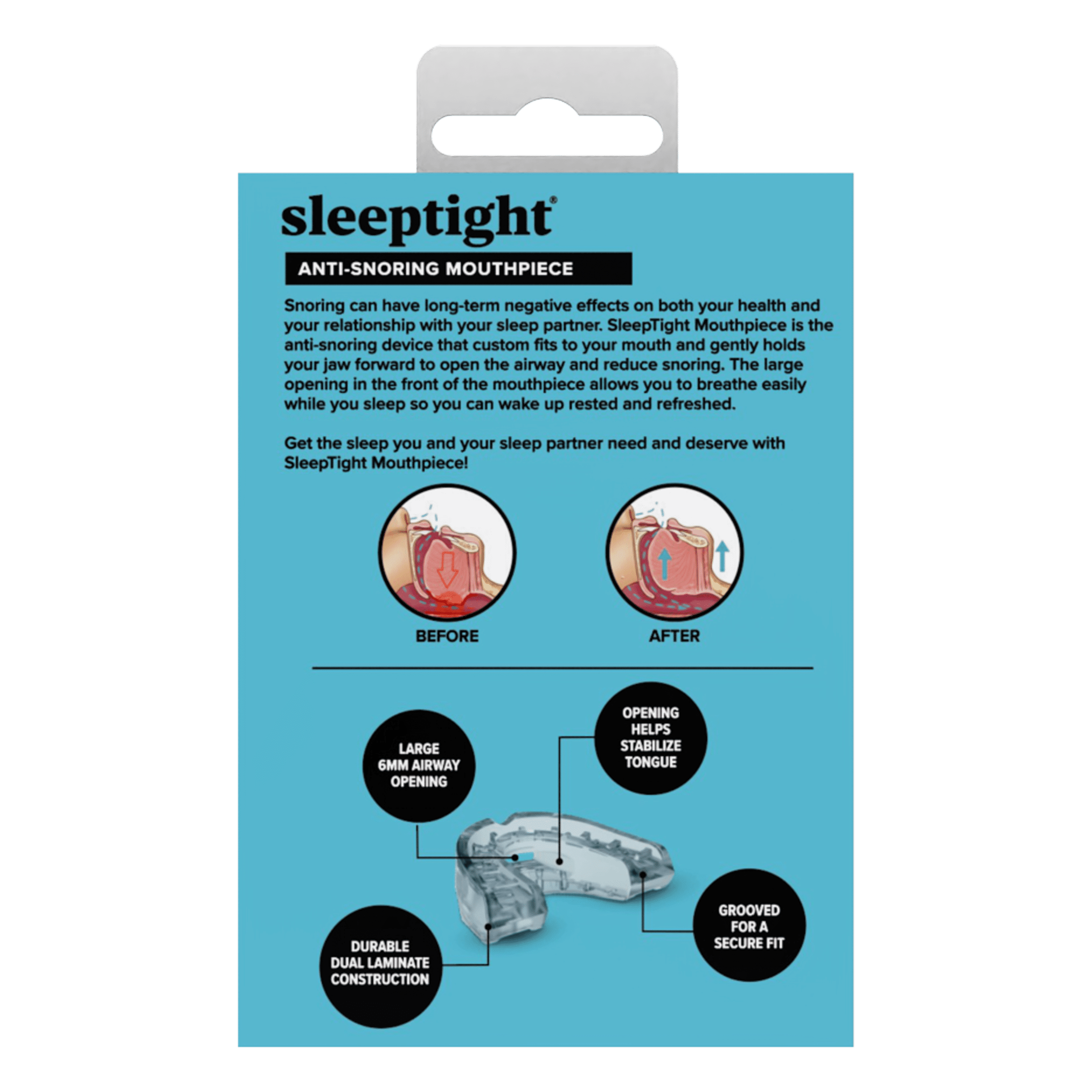 Dentemp SleepTight Mouthpiece – Anti-Snoring Custom Fit Mouthguard for a Better Night’s Sleep - Designed by a Dentist and Made in USA