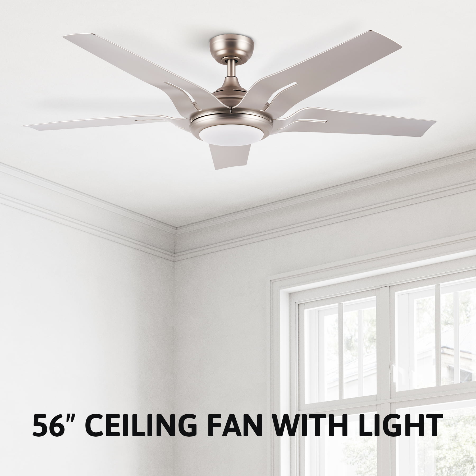 Secondhand 56"Ceiling Fan Brushed Nickel WhiteGlass LED Light Kit Remote Control 