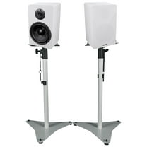 (2) Rockville RockShelf 64W 6.5" Home Bookshelf Speakers White Adjustable Stands