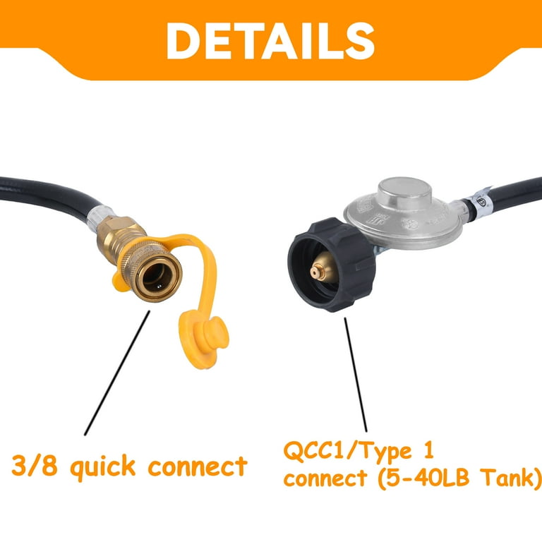 GasSaf 12ft Propane Hose with Regulator -3/8 Quick Connect Disconnect and  QCC1 Replacement for Mr. Heater Big Buddy Heater , Type 1 Connection x Quick  Connect Fittings - Walmart.com
