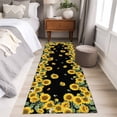 thumbnail image 5 of Runner Rugs 2x6 Ft, Sunflower Black Non Slip Area Rugs for Kitchen Bedroom Entryway, Watercolor Floral Vintage Farmhouse Washable Carpet Runner Rug Floor Mats for Bedroom Home Decor, 5 of 9