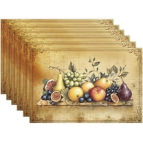 1 Set 6Pcs Fresh Fruit Farmhouse Placemats 11.8x17.7 Inch Vintage Fruit Harvest Table Mats for Party Dining Decoration Colorful Washable Wipeable Place Mat Cloth for Home Kitchen Dining Table