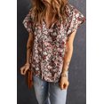 thumbnail image 4 of Women's Multicolor V-neck Short Sleeve Fashion Print Fantasy Fluttering Blouse, 4 of 19