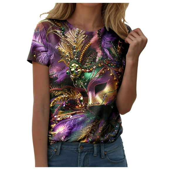 LUOGENLI Female T-shirts for Womens Women's Round Neck T Shirt Graphic Short Sleeve Top Womens T-shirts Graphic Tees xxl Tall Summer Clothes T-shirts for Women Graphic Tee Summer Clothes M