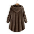 thumbnail image 3 of FASHIONWT Women Mid-Length Button-Down Shaggy Coat Wearable Blanket Hoodie Overcoat, 3 of 3