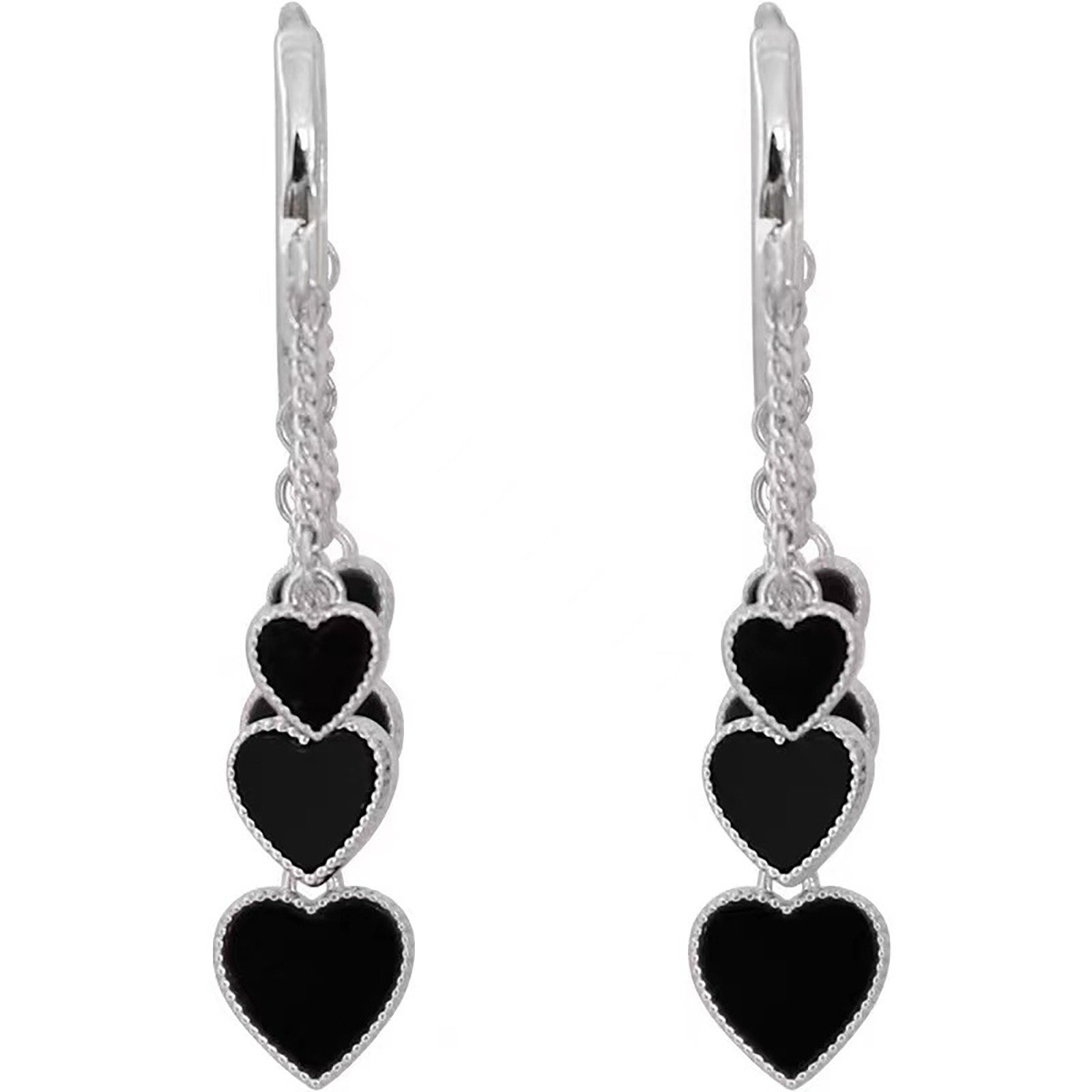 Apmemiss Wholesale Black Long Tassel Earrings,Long Love Shaped Tassel Earrings - image 1 of 1