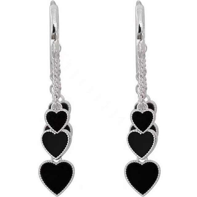 Apmemiss Wholesale Black Long Tassel Earrings,Long Love Shaped Tassel Earrings