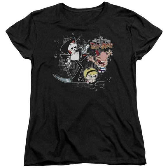Billy & Mandy Splatter Cast S/S Women's T-Shirt Black