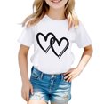 thumbnail image 2 of OOOUM Girls Heart Print T-shirt Short Sleeve Comfort Shirt Tees Summer Casual Tops for Kids, 2 of 5