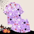thumbnail image 7 of IMENGL Womens Halloween Pajama Sets Soft Casual Short Sleeve Button Down Tops and Shorts Comfort Comfy Loungewear Pajamas Set for Women,S-XXXL, 7 of 7