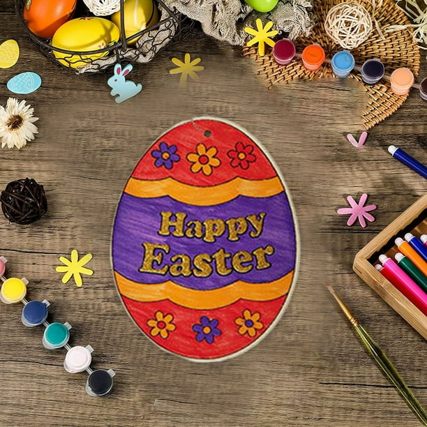 Xihbxyly Tablero de Madera de Pascua, Decoración de Conejo Colorido Diy, Divertida Actividad Familiar, Idea de Regalo Creativa, Realza El Ambiente Festivo, Perfecto para Padres E Hijos, Incluye Pince
