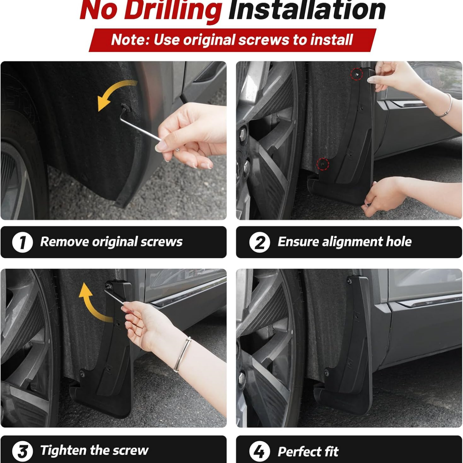 2025 Upgraded Mud Flaps for 2024-2026 Toyota Tacoma Mud Guards Accessories All Weather Mud Flaps Splash Guards Tacoma Mudflaps No-Drill Front and Rear-Black,4 Pc