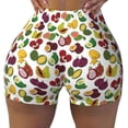 thumbnail image 2 of Rateoe Colorful Fruits Printed Power Workout Shorts for Women Tummy Control Squat Proof Ribbed Thick Seamless Scrunch Active Short-X-Large, 2 of 8