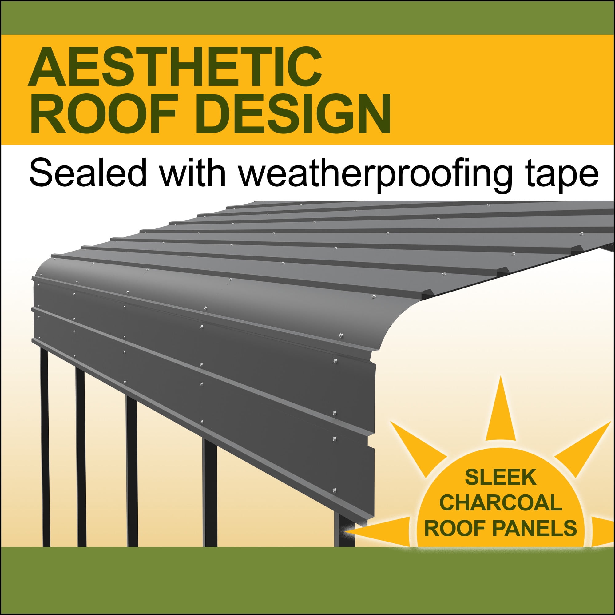 New Yard 10' x 15' x 7' Heavy Duty Metal Carport, All-Steel Canopy, Charcoal