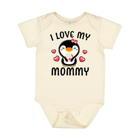 

Inktastic I Love My Mommy with Cute Penguin and Hearts Gift Baby Girl Bodysuit