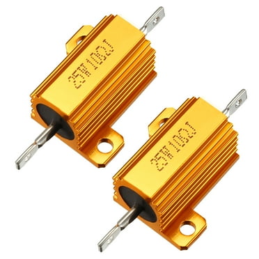 25W 10 Ohm Aluminium Housing Chassis Mount Wirewound Power Resistors Gold 2Pcs
