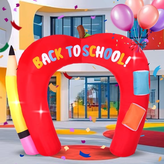InfleasJoiy 10FT Back To School Apple and Pen Arch, an Inflatable Decoration for The Back To School Season, Featuring LED Lights for Outdoor Use, Suitable for Indoor, Patio, Lawn, and Garden Settings