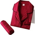 thumbnail image 2 of Womens Silk Satin Pajamas Set Sleepwear Loungewear,Red Stripe, 2 of 5