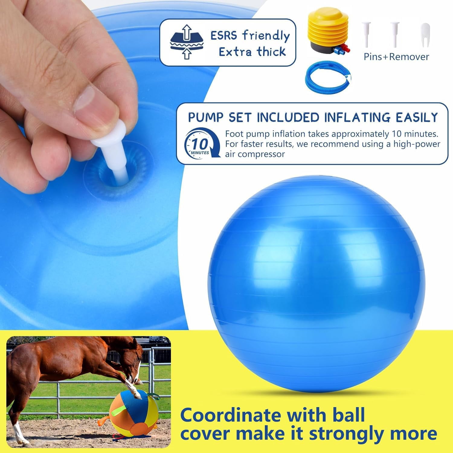 Herding Ball for Dogs, Large Inflatable Dog Toy with Tear-Resistant Cover, Available in 10/18/22 Inch Sizes, Includes Pump (Small)