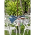 thumbnail image 2 of Spring Botanical Outdoor Tablecloth - 60 Inch Round Dining Table Cover, Garden Birds Floral Leaves Gray Plaid Waterproof Outdoor Table Cloth with Umbrella Hole & Zipper for Picnic/Patio/Party, 2 of 7