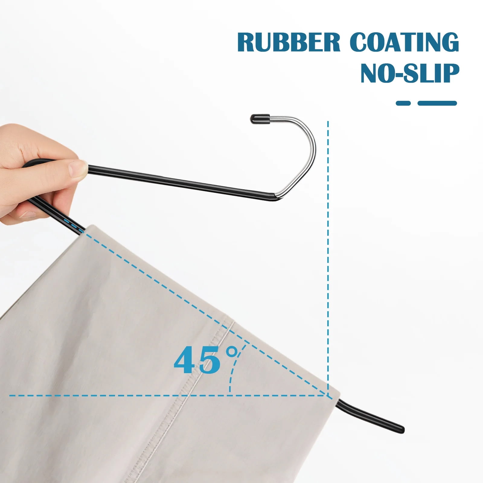 Ktinnead Slack/Trousers Pants Hangers Space Saving,20 Pack Strong and Durable Trouser Hangers,Open Ended Easy Slide Anti-Rust Metal Rubber Coating Jeans Hangers