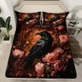 thumbnail image 2 of Manfei Halloween Crow Child Twin Sheet Sets, Vintage Romantic Flower Twin Fitted Sheet, Mystic Galaxy Moon Flat Sheet, Breathable Home Decor, 3pcs, 2 of 7