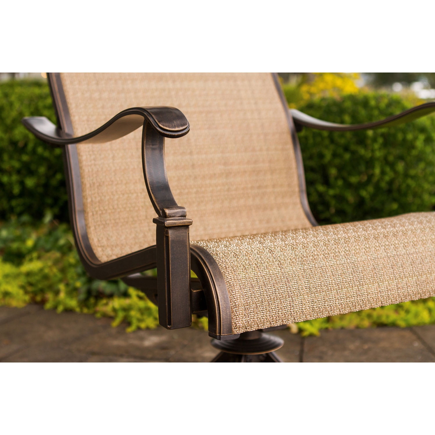 Hanover Manor 11-Piece Outdoor Dining Set in Cedar with 10 Contoured Swivel Rockers and 60" x 84" Cast-Top Table
