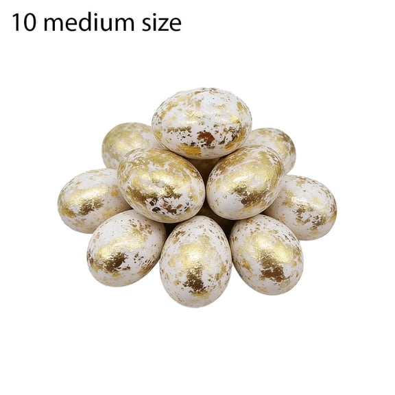 10/50pcs Easter Eggs, Slivery Gold Color Plastic Eggs for Easter Decorations, Bowl & Vase Filler, Easter Basket Filler and Spring Tabletop Home Decor