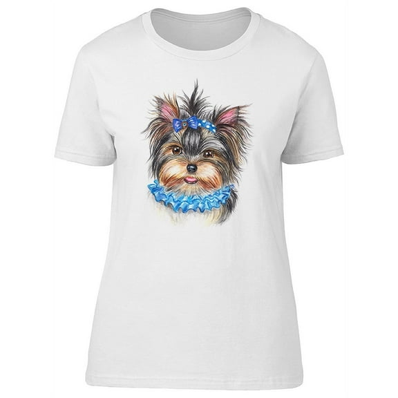 Lovely Yorkie Terrier Sketch T-Shirt Women -Image by Shutterstock, Female XX-Large