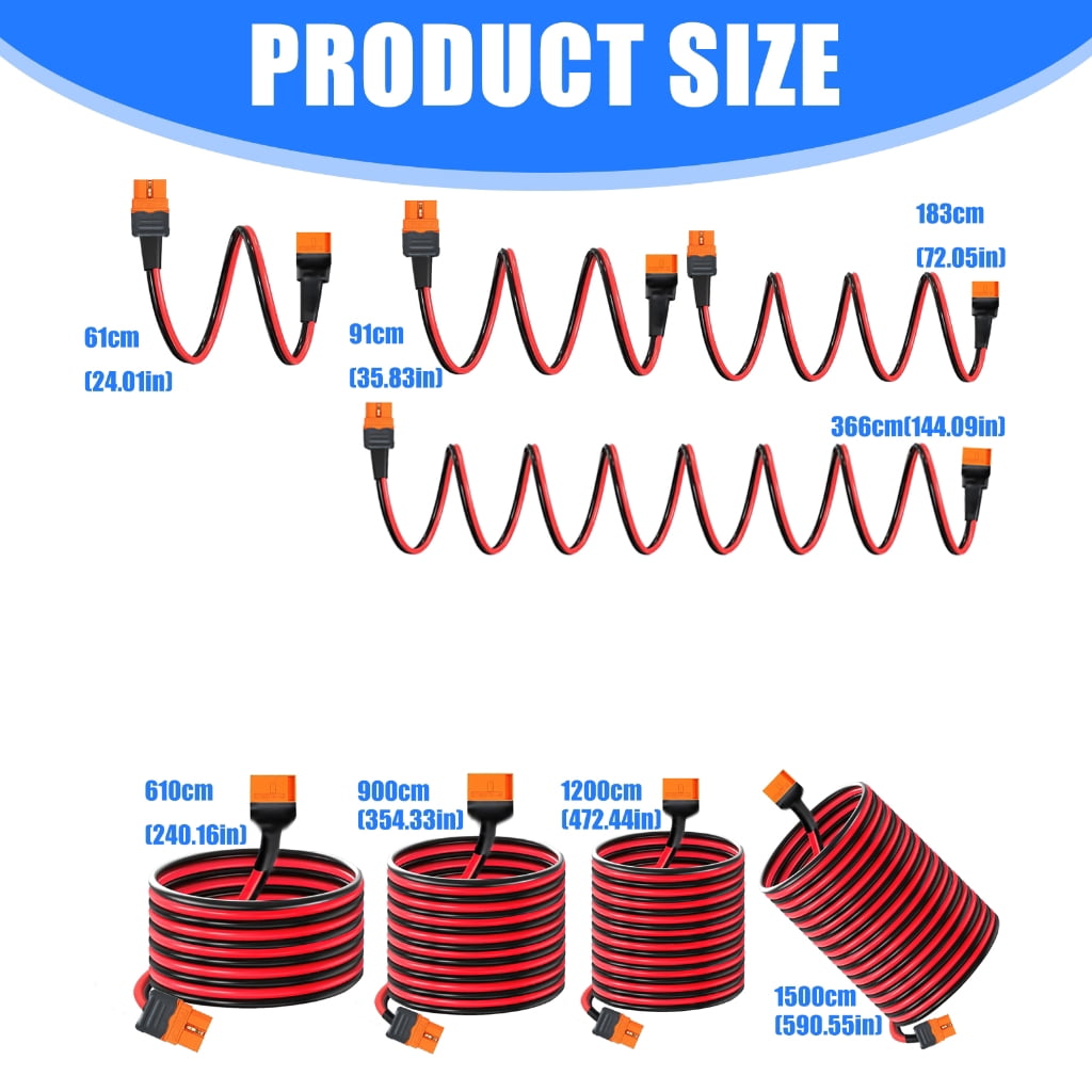 XT60i Extension Cable XT60i Cable Male to Female Connector for Power Solar Panel Remote Battery Accessories
