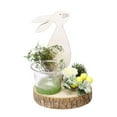 thumbnail image 1 of Abbracc Nordic Easter Bunny Candle Holder Cute Wood Rabbit Glass Cup Decor B B, 1 of 9